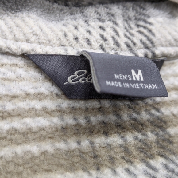 Eddie Bauer Fleece Button Up Shirt Shacket Plaid Long Sleeve Casual Medium - Picture 3 of 6